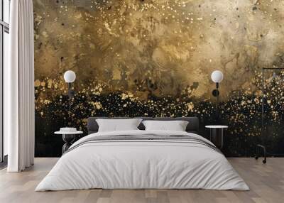 A gradient of deep black and shiny gold from top Wall mural