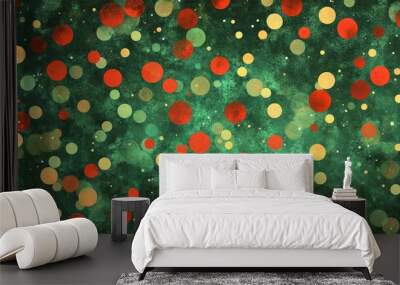 A green and red background with a lot of dots  Wall mural