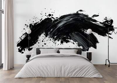 Abstract black in splash  paint  brush strokes  stain grunge isolated on white background  Japanese style Abstract black in splash  paint  brush strokes  stain grunge isolated on white background  Wall mural