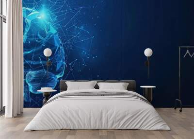 Abstract blue human brain. brain anatomy. Healthcare medical concept Wall mural