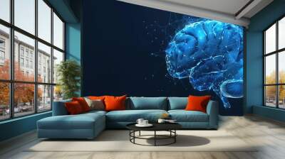 Abstract blue human brain. brain anatomy. Healthcare medical concept Wall mural