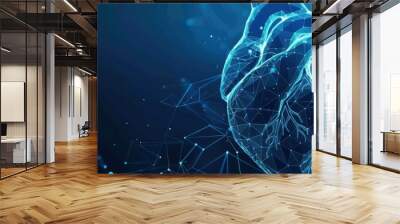 background Abstract blue human heart. Heart anatomy. Healthcare medical concept Wall mural