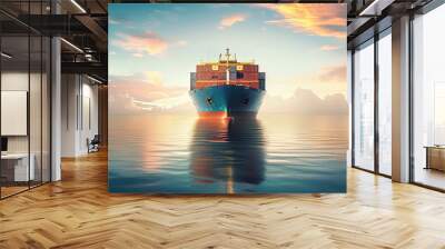 Cargo container Ship cargo vessel ship carrying container and running for import export concept	
 Wall mural