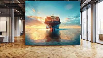 Cargo container Ship  cargo vessel ship carrying container and running for import export concept Wall mural