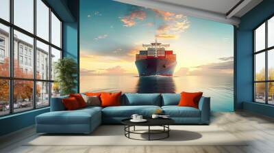 Cargo container Ship  cargo vessel ship carrying container and running for import export concept Wall mural