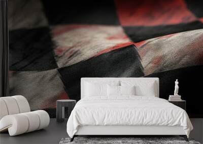 Checkered racing flag on black Wall mural