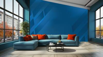 Dark blue background with abstract geometric diagonal elements for presentation modern eps10. Wall mural