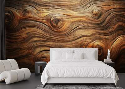 Detailed wood texture with grain patterns and knots, suitable for backgrounds and surfaces Wall mural