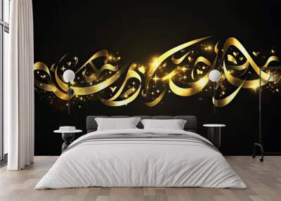 Golden shiny arabic calligraphy background vector design without meaning. Wall mural