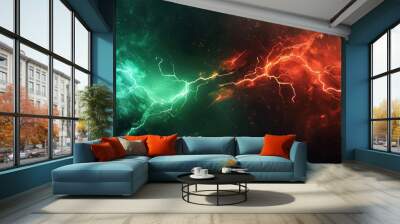 green and red battle lightning background Wall mural