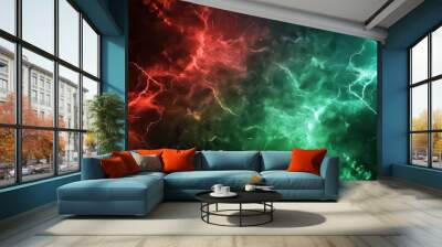 green and red battle lightning background Wall mural