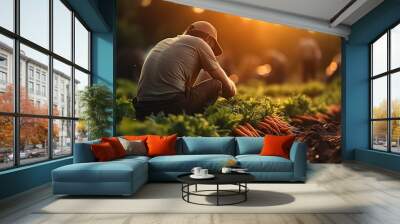 carrot farm, grows carrots for consumption Wall mural