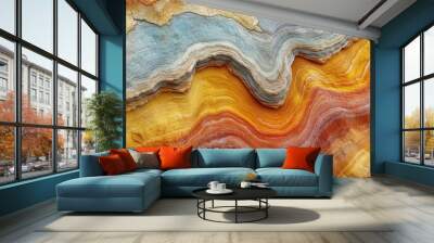 intricate  colorful patterns created by the natural weathering process on rock formations Wall mural