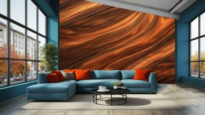 Shiny polished wood texture with a smooth surface and rich  dark grain patterns Wall mural