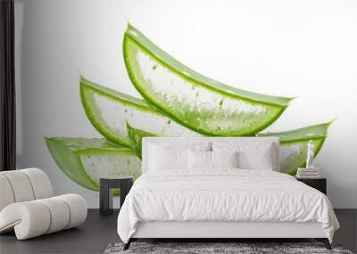 aloe vera sliced isolated on white background, ai Wall mural