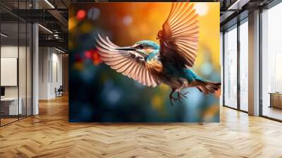 beautiful birds with blurred natural background with generative ai Wall mural