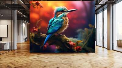 beautiful birds with blurred natural background with generative ai Wall mural