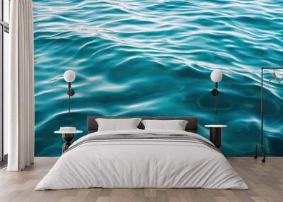 Blue green surface of the ocean in Catalina Island California with gentle ripples on the surface and light refracting , ai Wall mural