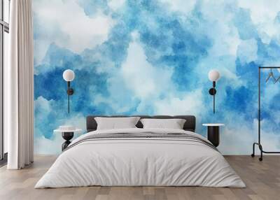 Blue light watercolor background, texture paper , ai Wall mural