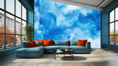 Blue light watercolor background, texture paper , ai Wall mural