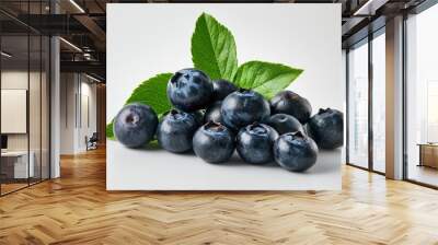 Blueberry isolated on white background, full depth of field, ai Wall mural