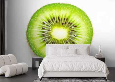 close up Kiwi fruit slice isolated on white background. Top view. Flat lay, ai Wall mural