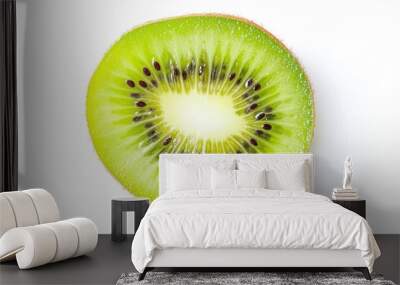 close up Kiwi fruit slice isolated on white background. Top view. Flat lay, ai Wall mural