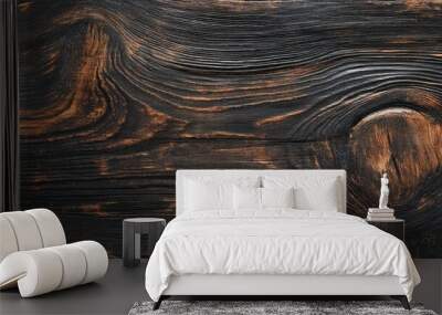 Dark wood texture background surface with old natural pattern , ai Wall mural