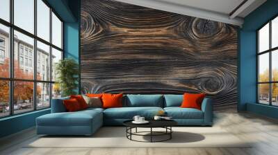 Dark wood texture background surface with old natural pattern , ai Wall mural