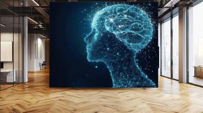 Deep learning. Mindfulness. Psychology.Brain Nervous System concept. human brain, thinking concept. Machine learning and artificial intelligence , ai Wall mural