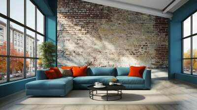 Exposed brick wall background, ai Wall mural