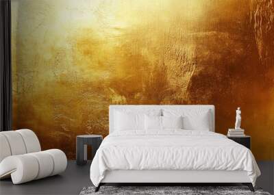 Gold wall texture background. Yellow shiny gold foil paint on wall sheet with gloss light reflection, vibrant golden paper luxury wallpaper, ai Wall mural