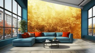 Gold wall texture background. Yellow shiny gold foil paint on wall sheet with gloss light reflection, vibrant golden paper luxury wallpaper, ai Wall mural