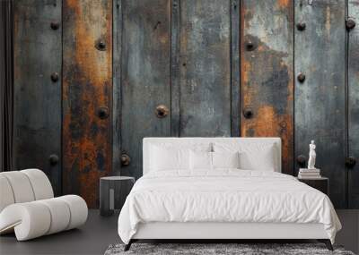 Industrial rusty background gray and brown, ai Wall mural