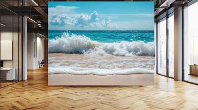 ocean breaks on shore background, ai Wall mural