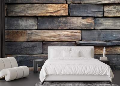 old wood texture, wall panel made of boards , ai Wall mural