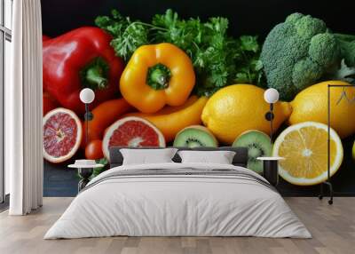 organic, vegetarian, vegan, grocery, fruit, vegetable, fresh , ai Wall mural