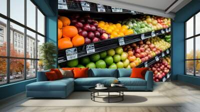 organic, vegetarian, vegan, grocery, fruit, vegetable, fresh , ai Wall mural