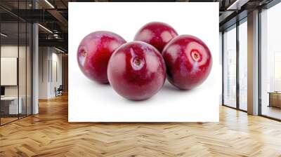 Plums isolated on White Background, closeup , ai Wall mural