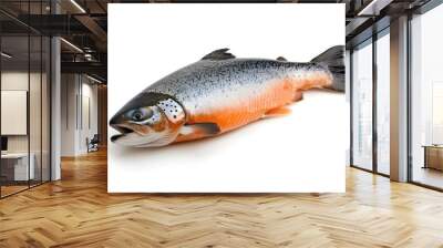 raw salmon, fish isolated on white background, full depth of field , ai Wall mural