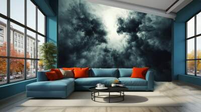 Real smoke exploding outwards with empty center. Dramatic smoke or fog effect for spooky Halloween background , ai Wall mural