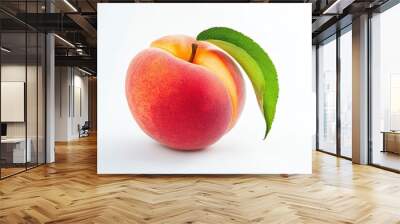 Ripe peach fruit isolated on white background, ai Wall mural