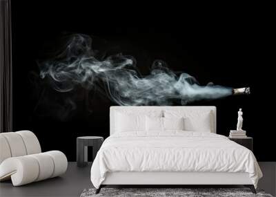 Smoke isolated on black background, smoke, fog, gas, cigarette smoke, air isoalted, ai Wall mural