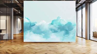 Summer blue sky cloud gradient light white background. Beauty clear cloudy in sunshine calm bright winter air bacground. Gloomy vivid cyan landscape in environment day horizon - generative ai Wall mural