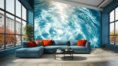 Swimming Pool water. Ripple Water. Sun Reflection background , ai Wall mural