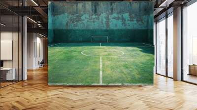 textured soccer game field - center, midfield , ai Wall mural