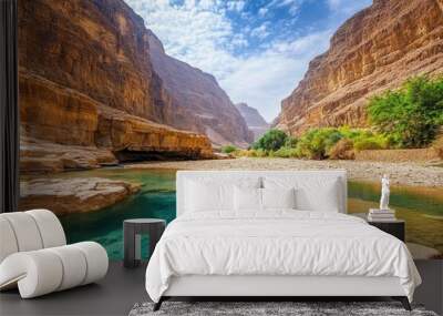 The beautiful Wadi Al-Disah in the Tabuk region is one of the most famous valleys in western Saudi Arabia, ai Wall mural