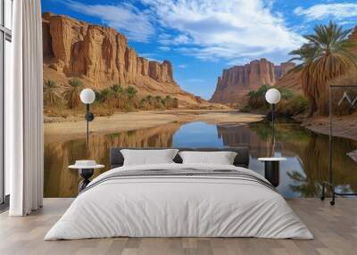 The beautiful Wadi Al-Disah in the Tabuk region is one of the most famous valleys in western Saudi Arabia, ai Wall mural