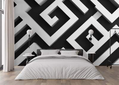 Abstract 3D Maze Pattern Wall mural