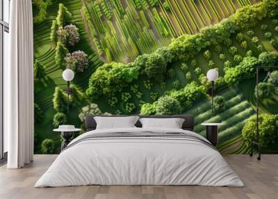 Aerial View of Lush Green Landscape Wall mural